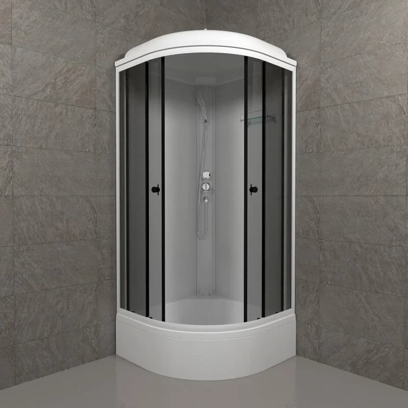 Душевая кабина Triton Грэй Щ0000066463, 90 x 90 см, поддон средний В, стекло тонированное, профиль белый