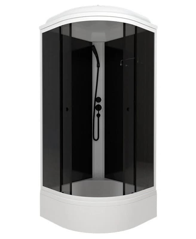 Душевая кабина Triton Грэй-Блэк Щ0000067303, 90 x 90 см, поддон средний В, стекло тонированное, профиль белый