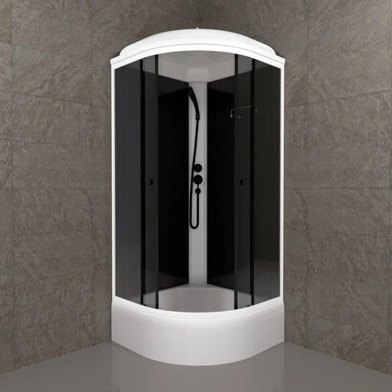 Душевая кабина Triton Грэй-Блэк Щ0000067303, 90 x 90 см, поддон средний В, стекло тонированное, профиль белый