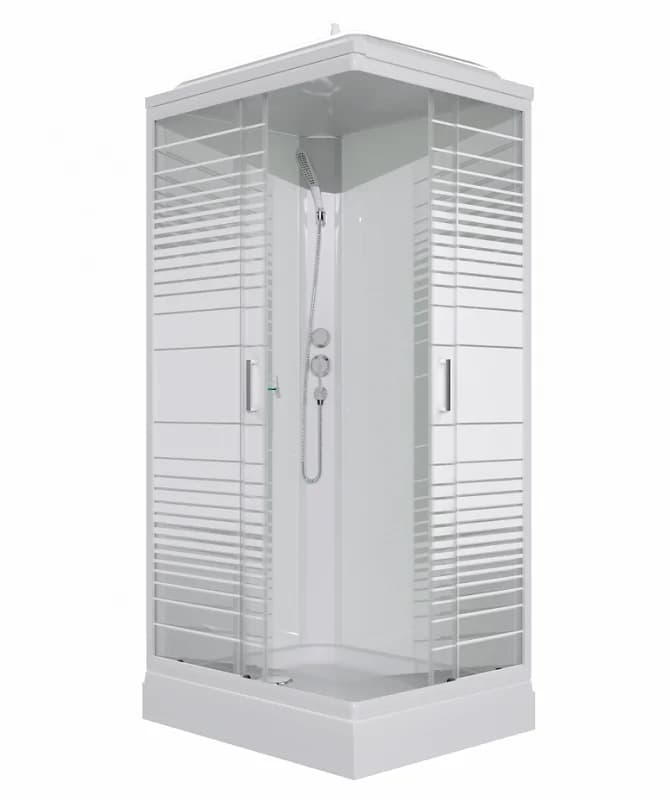 Душевая кабина Triton Квадро New Щ0000079215, 120 x 80 см, поддон А 17 см, стекло Полосы, профиль белый