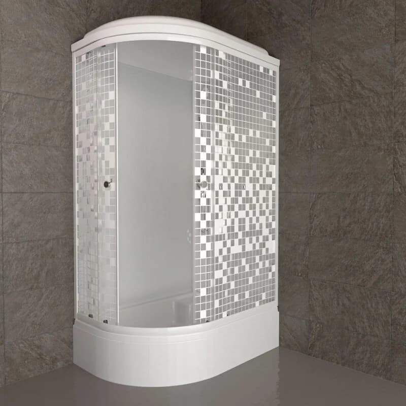 Душевая кабина Triton Коралл Щ0000061820, 120 x 80 см, поддон средний В, правая, стекло Мозаика, профиль белый