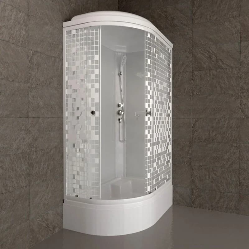 Душевая кабина Triton Коралл Щ0000061820, 120 x 80 см, поддон средний В, правая, стекло Мозаика, профиль белый