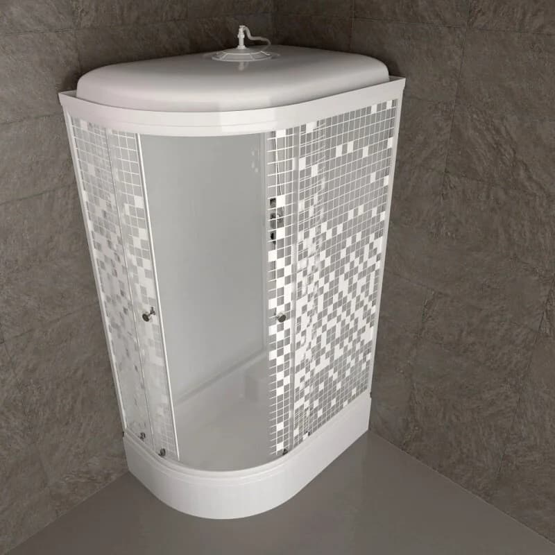 Душевая кабина Triton Коралл Щ0000061820, 120 x 80 см, поддон средний В, правая, стекло Мозаика, профиль белый