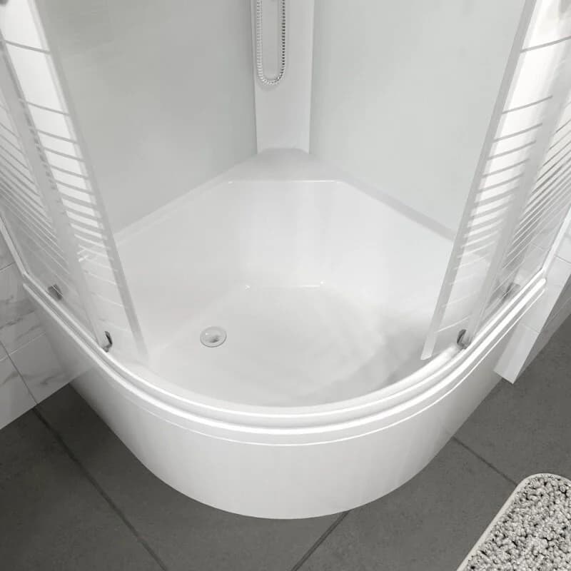 Душевая кабина Triton Стандарт 90 x 90 см, поддон высокий Б, стекло Полосы, профиль белый