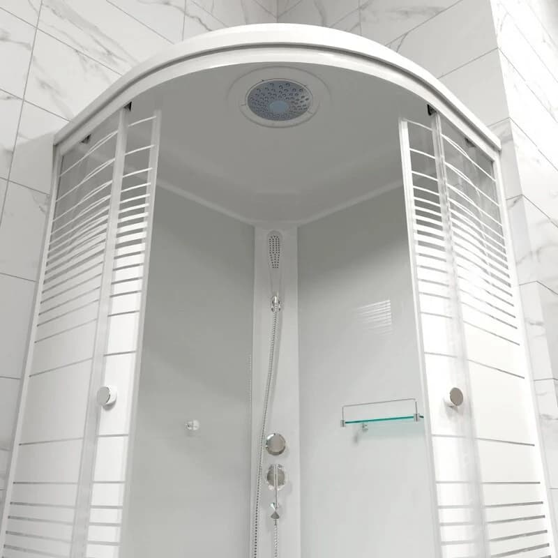 Душевая кабина Triton Стандарт 90 x 90 см, поддон высокий Б, стекло Полосы, профиль белый