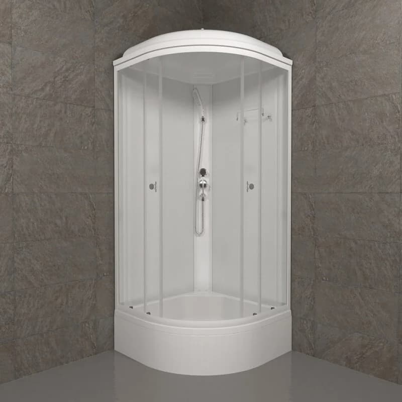 Душевая кабина Triton Ультра Щ0000061825, 100 x 100 см, поддон средний В, стекло прозрачное, профиль, белый