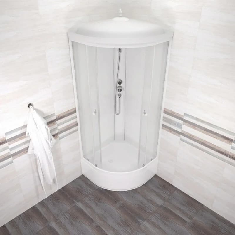 Душевая кабина Triton Ультра Щ0000072615, 80 x 80 см, поддон средний В, стекло прозрачное, профиль, белый