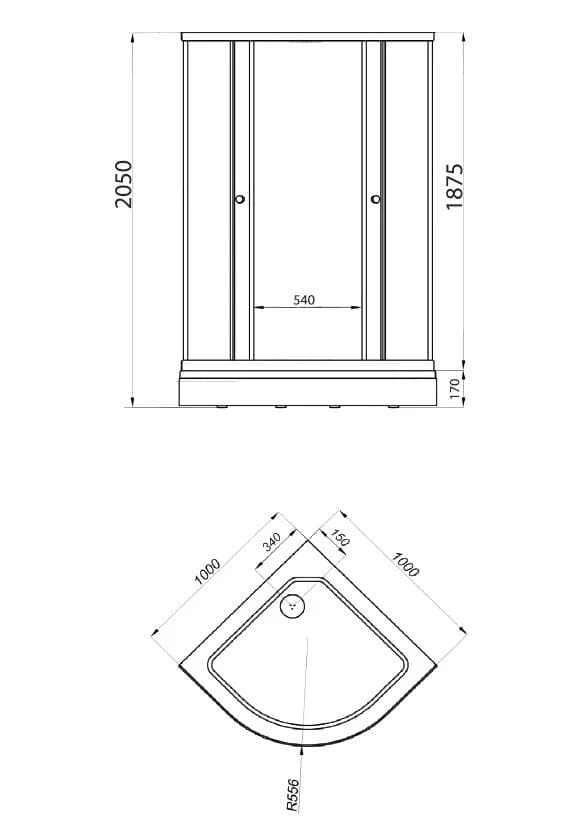 Душевой уголок Triton Ультра Щ0000061796, 100 x 100 см, поддон 17 см А, стекло прозрачное, профиль белый