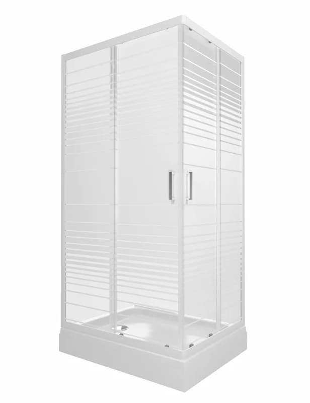 Душевой уголок Triton Фьюжн New Щ0000079227, 120 x 80 см, поддон 17 см А, стекло Полосы, профиль белый