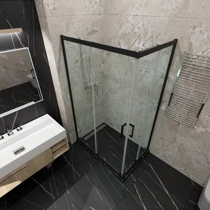 Душевой уголок Triton Фикс Щ0000067442, 120 x 80 см, стекло прозрачное, профиль черный