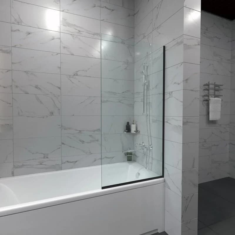 Шторка на ванну Triton Статик-Блэк Щ0000067405, 70 x 140 см, стекло прозрачное, профиль черный