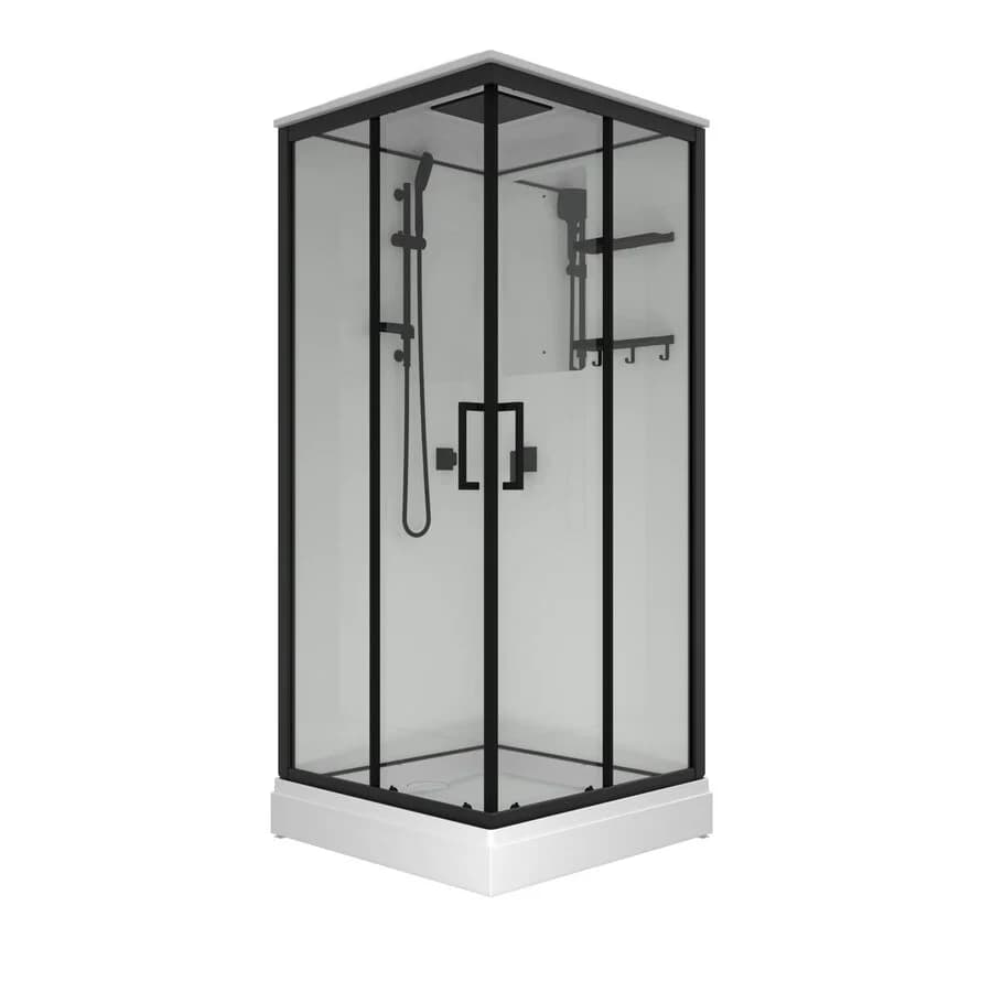 Душевая кабина Triton Рич Блэк 90*90 А Щ0000080388, 90 x 90 см, с крышей, стекло прозрачное, профиль черный матовый
