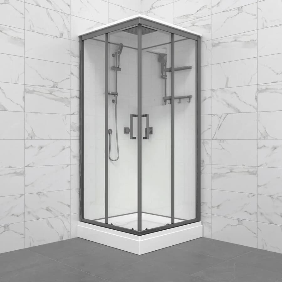 Душевая кабина Triton Рич Блэк 90*90 А Щ0000080389, 90 x 90 см, с крышей, стекло прозрачное, профиль графит