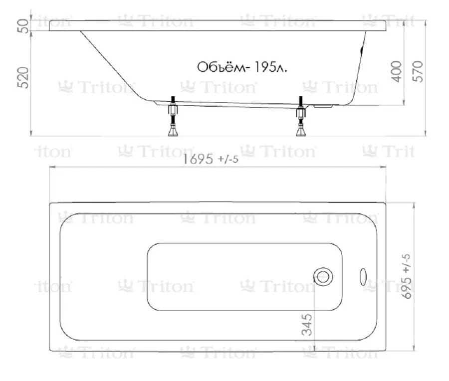 Ванна акриловая Triton Ультра 150x70 см