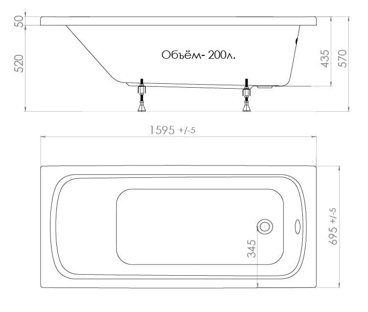 Акриловая ванна Triton Стандарт 160 х 70 см