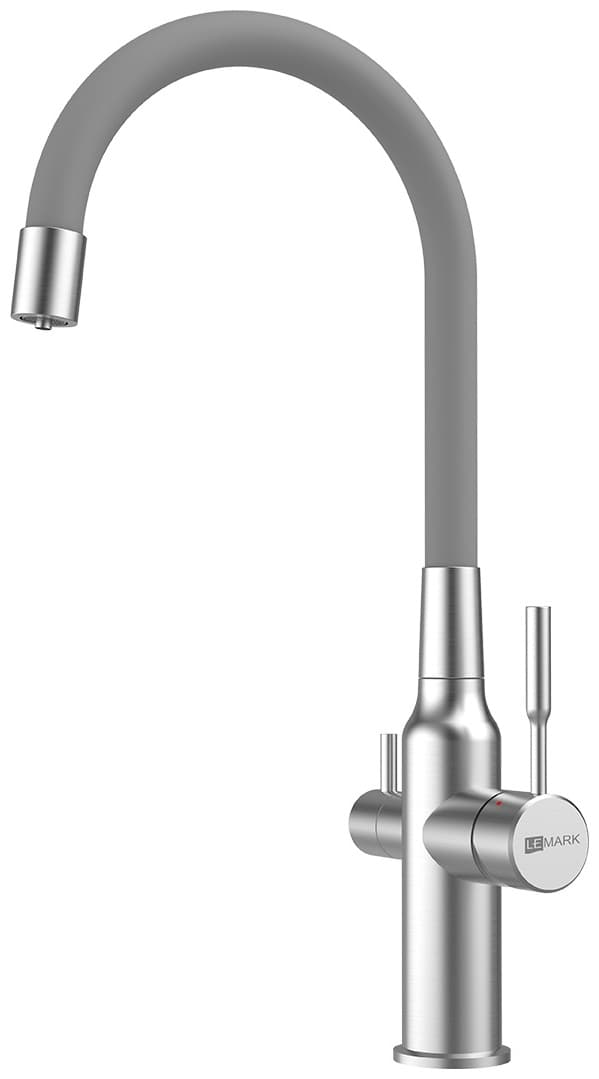 Смеситель с гибким изливом Lemark LM5083S-Gray, латунь, цвет серый