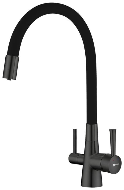 Смеситель с гибким изливом Lemark LM3075GM, латунь, цвет черный
